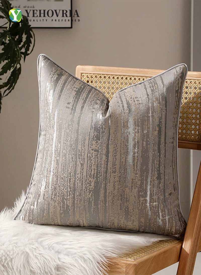 ياخوفريا طقم غطاء وسادة ديكور فاخر مكون من قطعتين - أغطية وسائد عصرية بنمط تجريدي للأريكة وغرفة 45المعيشة وغرفة النوم - x45 سم، رمادي وفضي - Image 5